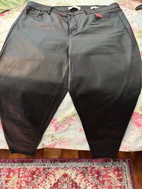 Black Faux Leather Women's Tapered Pants